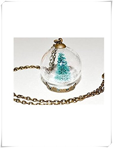 Árbol de Navidad Bola de nieve, collar colgante de bola de cristal, joyería de Navidad, collar de árbol de Navidad miniatura
