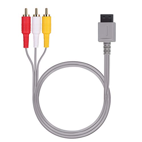 AUTOUTLET Cable AV para Wii / Wii U, Cable Estándar AV de Audio y Video, 1.8m 6 Pies Composite Retro 3 RCA Chapado en Oro para Nintendo Wii Wii U, la Consola de Juegos Wii