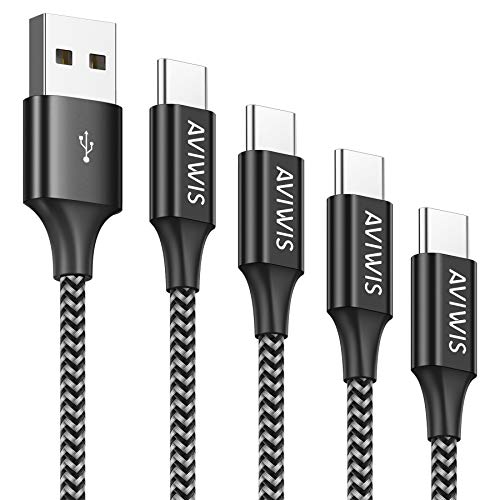 AVIWIS Cable USB Tipo C [4Pack 0.5M 1M 2M 3M] Cable Cargador USB C de Nylon Trenzado Carga Rápida y Sincronización Compatible for Galaxy S10/ S9/ S8, para Huawei P20/ Mate20, LG G6, OnePlus 6T