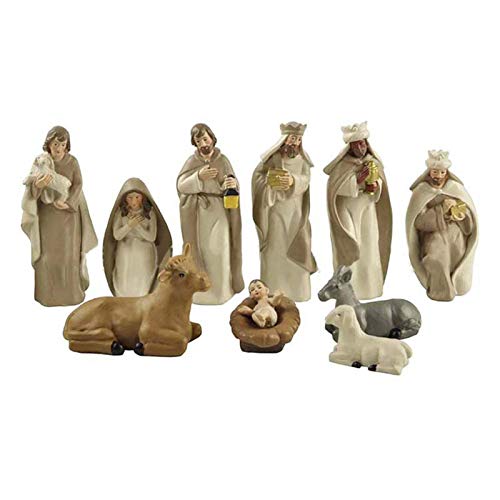 Awayhall Escena de Navidad Artesanías De Resina 10pcs Natividad Nacimiento de Jesucristo Juego de Figuras móviles Individuales