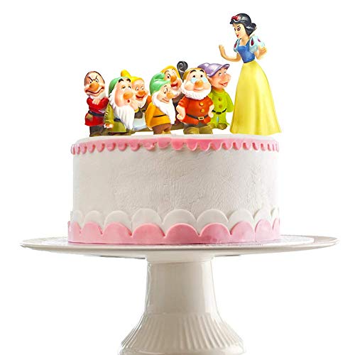 BAIBEI Juego de 8 piezas de Blancanieves EI Siete Enanitos Doll Cake Topper, Escena Decoración Cumpleaños Decoración Pastel Juguetes Mini Decoración del Jardín Decoración Figuras Niños Regalos