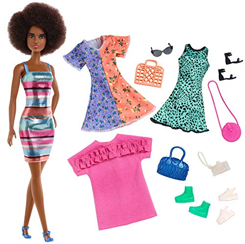 Barbie Muñeca Afroamericana con Accesorios de Moda, Juguete Niñas y Niños +3 Años (Mattel GHT32) , color/modelo surtido