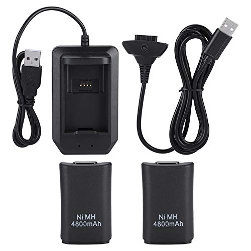 Batería Recargable del Paquete y Carga del Controlador de la batería de reemplazo de 4800 mah Batería de Respaldo para la Carga de Xbox 360 Durante los Juegos con Cable USB y Base de Carga Batería Recargable del Paquete y Carga del Controlador de la batería de reemplazo de 4800 mah Batería de Respaldo para la Carga de Xbox 360 Durante los Juegos con Cable USB y Base de Carga