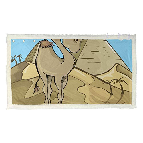 BEITUOLA Manta de Tiro multifunción,Dibujos Animados Camello Frente pirámide Desierto,Nuevas Mantas Personalizadas personalizadas-80 * 135cm