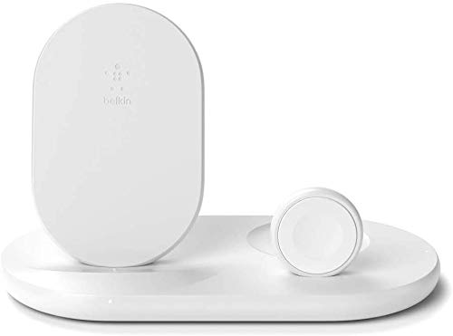 Belkin - Cargador inalámbrico 3 en 1, estación de Carga de 7.5 W para iPhone, Apple Watch y AirPods, Base de Carga para iPhone, Soporte de Carga para Apple Watch, Blanco Belkin - Cargador inalámbrico 3 en 1, estación de Carga de 7.5 W para iPhone, Apple Watch y AirPods, Base de Carga para iPhone, Soporte de Carga para Apple Watch, Blanco
