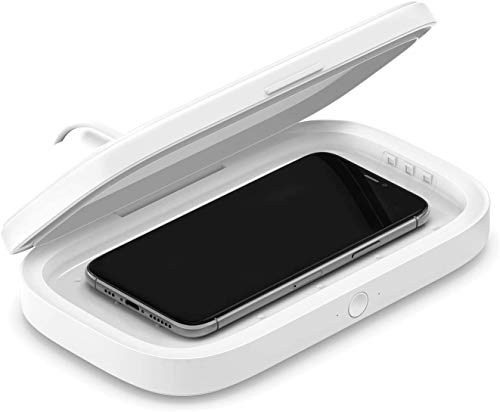 Belkin - Esterilizador UV y Cargador inalámbrico para teléfono (Elimina hasta el 99% de Las bacterias, Limpia teléfonos, Llaves, Tarjetas de crédito, Anillos, Adaptador de Corriente Incluido)