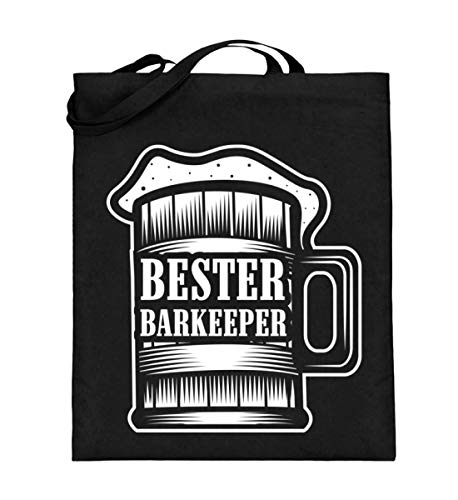Bester Barkeeper - Bolsa de yute (con asas largas), color Negro, talla 38cm-42cm