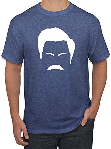 Bigtige Parques y Aficionados del Ron Ron Swanson Moustache Face | Camiseta gráfica para Hombre Pop Culture 5XL