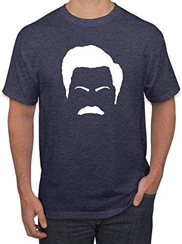 Bigtige Parques y Aficionados del Ron Ron Swanson Moustache Face | Camiseta gráfica para Hombre Pop Culture M