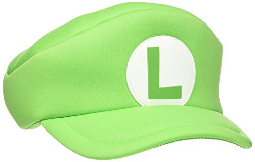 Bioworld EU Nintendo Super Mario Bros. Shaped Curved Bill Cap with Luigi Logo, (Ha100504ntn) Boina, Green (Green Green), Talla Única Unisex Adulto