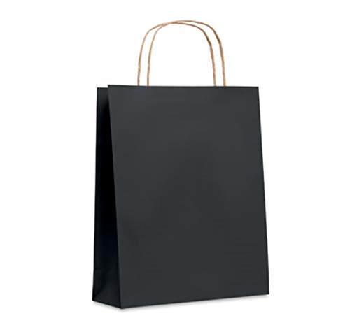 Bolsas Papel para tienda, regalo, disponibles en 6 colores diferentes, 3 Medidas (Negro, Pequeña 18X8X21cm)