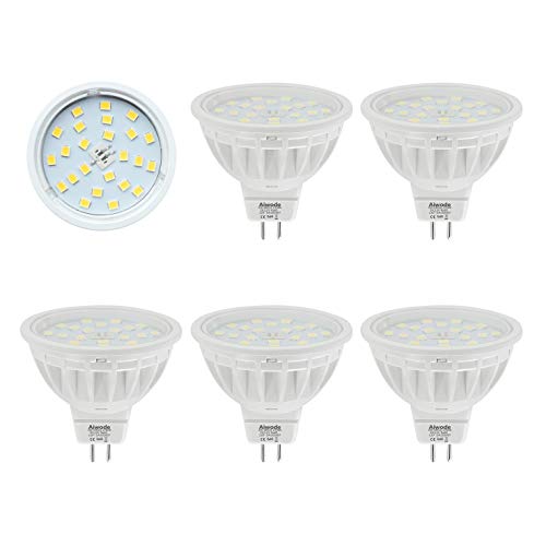 Bombillas MR16 LED Gu5.3 Reflector,Equivalente 50W Blanco Cálido 2700K 600LM RA85,No Regulable AC/DC 12V,5 Piezas.