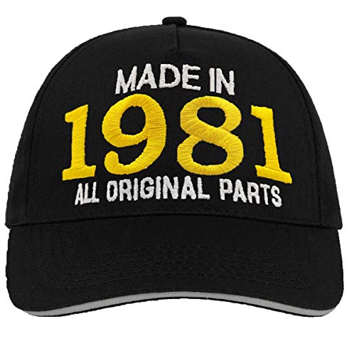 Bombo Hecho en 1981 todas las piezas originales^ 40 años de cumpleaños sombrero negro Bombo Hecho en 1981 todas las piezas originales^ 40 años de cumpleaños sombrero negro