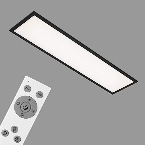 Briloner Leuchten - Lámpara de techo, panel LED regulable, control de temperatura de color, incluye mando a distancia, 24 vatios, 2200 lúmenes, blanco-negro, 1000x250x60 mm, 7167-015