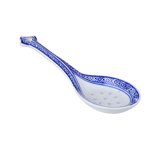 Cabilock 2 Piezas Cucharas de Sopa Asiática de Cerámica Cuchara de Porcelana China Vajilla Japonesa Mango Cuchara para Ramen Pho Wonton Utensilios de Bar de Comedor