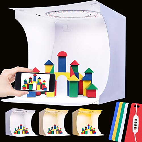 Caja de Luz Fotografia, 23cm x 23cm x 24cm Tienda Fotográfica Plegable Portátil con Modo de Luz Regulable de 3 Colores y 6 Fondos de Colores (Negro Blanco Amarillo Azul Verde Rojo) Caja de Luz Fotografia, 23cm x 23cm x 24cm Tienda Fotográfica Plegable Portátil con Modo de Luz Regulable de 3 Colores y 6 Fondos de Colores (Negro Blanco Amarillo Azul Verde Rojo)