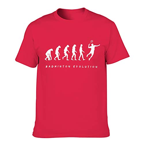 Camiseta de algodón para hombre, diseño de evolución de bádminton Red1 XXXL