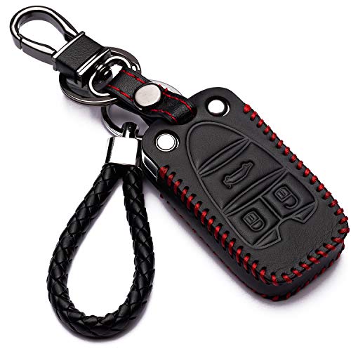 Carcasa Funda de Piel con Llaveros para Llave Control Remoto Alfa Romeo 159 Brera 156 Spider Keyless Protección Cuero Sintético de Mando a Distancia Keyless Coche