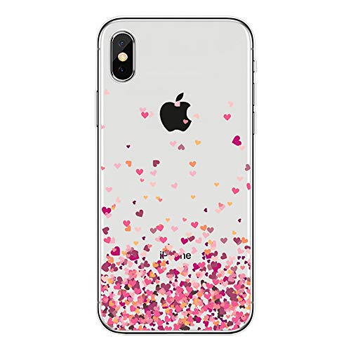 Carcasa para iPhone XS MAX de Silicona Transparente Suave TPU Funda Protectora, Regalo para niña Rosa Amor diseño antiarañazos Funda para iPhone XS MAX Rosa Amor