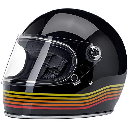 Casco integral Biltwell Gringo S negro brillante brillante negro Spectrum homologado doble homologación ECE (Europa) & DOT (America) Helmet Biker Custom Vintage Retro Año 70 Talla M