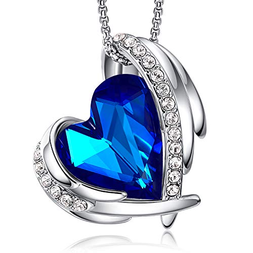 CDE Collar con Colgante de corazón de Amor para Mujer, Collares de Oro/Blanco de 18 Quilates, joyería, Regalos de cumpleaños para Esposa, Madre, Hija (Oro Blanco-Azul Oscuro) CDE Collar con Colgante de corazón de Amor para Mujer, Collares de Oro/Blanco de 18 Quilates, joyería, Regalos de cumpleaños para Esposa, Madre, Hija (Oro Blanco-Azul Oscuro)