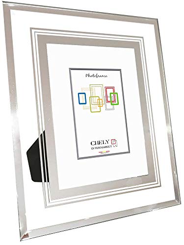 CHELY INTERMARKET, Marco de Fotos Cristal 13x18 cm(Pack de 2 unds)(Bandas Plateadas) MOD-3270| Ideal para Hogar, recibidor o despacho de Trabajo|Apto para Certificado| Título Universitario