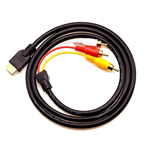 Chenduomi Convertidor HDMI a AV 1080p HDMI a 3RCA /AV/CVBS adaptador de audio de vídeo compuesto (negro) (cable HDMI a 3RCA, negro)