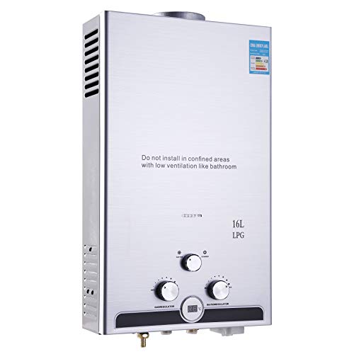 CO-Z 16L Calentador de Gas LPG Montado en la Pared Calentador de Agua de Gas sin Tanque Calentador de Agua Instantáneo a Gas Licuado de Ptroleo Automático (16L) CO-Z 16L Calentador de Gas LPG Montado en la Pared Calentador de Agua de Gas sin Tanque Calentador de Agua Instantáneo a Gas Licuado de Ptroleo Automático (16L)
