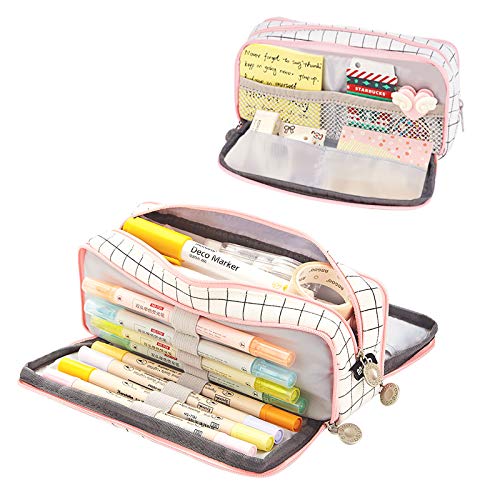 Coolzon Estuche Escolar con 3 Compartimentos, Estuches de Lápices de Gran Capacidad Estuche Organizador Portalapices Neceser Maquillaje para Niñas Niños Adolescentes Estudiantes Adultos, Blanco y rosa Coolzon Estuche Escolar con 3 Compartimentos, Estuches de Lápices de Gran Capacidad Estuche Organizador Portalapices Neceser Maquillaje para Niñas Niños Adolescentes Estudiantes Adultos, Blanco y rosa