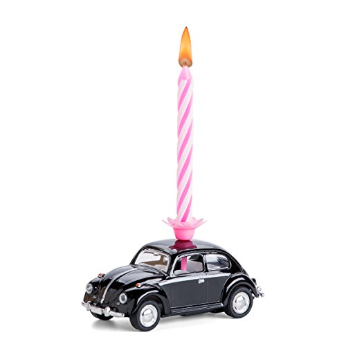 corpus delicti :: Vela sobre Ruedas - el Regalo de cumpleaños con Vela para Todos los fanáticos de Beetle - VW Beetle / Escarabajo de VW de Metal (Negro)