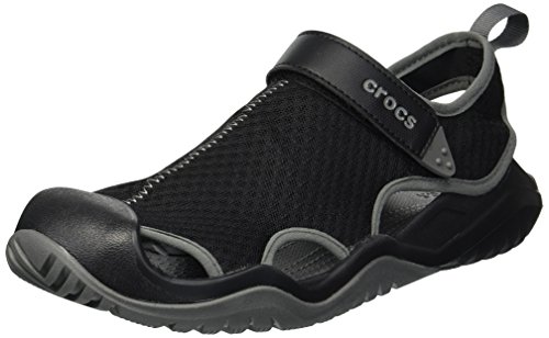 CROCS Swiftwater Mesh Deck Sandal M, Zuecos Hombre, Negro (Black 001), 47 EU