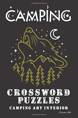Crossword Puzzles for Campers: Camping Themed Art Interior. Fun, Easy to Hard Words. Wolf & Stars Letters