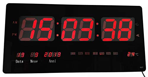 Cucuba® Nuevo Reloj de pared de cuarzo LED con fecha, temperatura para el hogar, un bar, la oficina, etc. Tamaño XXL