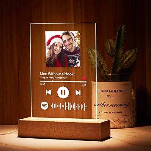 Custom Spotify Code Night Light with Personalised Song & Singer Personalised Engraved Photo Acrylic Music Board Personalised Collection Photo Album Glass Table Decor Gift for Anniversary Her Him Kids Custom Spotify Code Night Light with Personalised Song & Singer Personalised Engraved Photo Acrylic Music Board Personalised Collection Photo Album Glass Table Decor Gift for Anniversary Her Him Kids