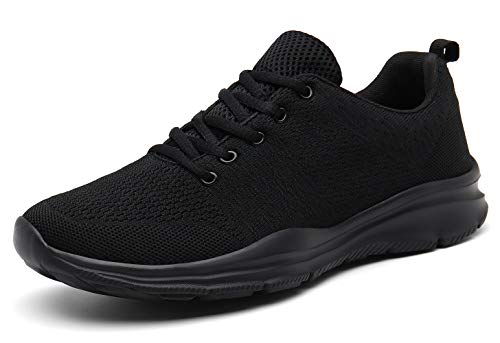 DAFENP Zapatillas de Running para Hombre Mujer Zapatos para Correr y Asfalto Aire Libre y Deportes Calzado Ligero Transpirable XZ747-M-allblack-EU44