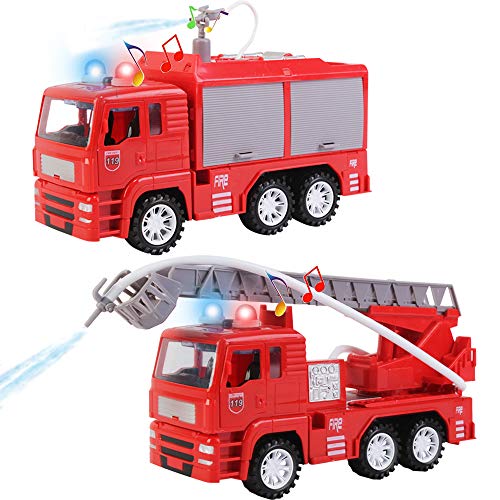 deAO Camión de Bomberos y Camión Escalera de Rescate Conjunto de 2 Camiones Modelo Escala 1:16 con Luces y Sonidos, Función con Agua y Movimiento a Friccion deAO Camión de Bomberos y Camión Escalera de Rescate Conjunto de 2 Camiones Modelo Escala 1:16 con Luces y Sonidos, Función con Agua y Movimiento a Friccion