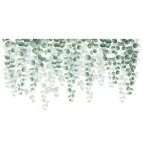 decalmile Pegatinas de Pared Eucalipto Hojas Verde Vinilos Decorativos Plantas de Vid Colgantes Adhesivos Pared Salón Dormitorio Oficina (W: 190 cm)