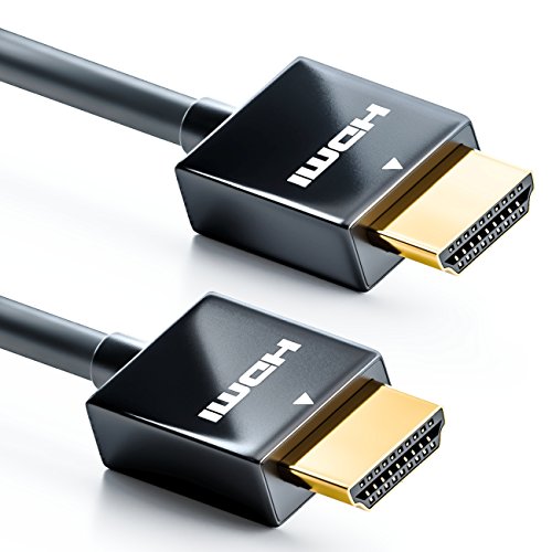deleyCON 3,0m Cable HDMI Slim de Alta Velocidad con Ethernet (Último Estándar) 3D 4K Ultra HD UHD Super Flexible - Negro