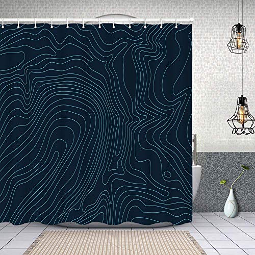 Dfform Cortina Baño,Mapa topográfico Fondo Concepto Espacio tu,Cortina de Ducha Tela de Poliéster Resistente Al Agua Cortinas de Ducha Baño con 12 Ganchos,150x180cm