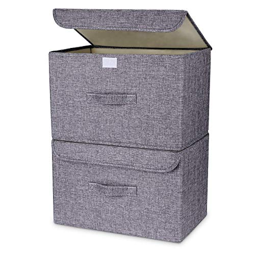 vidaXL Cajas de almacenaje apilables con tapa 8 uds tela gris y crema