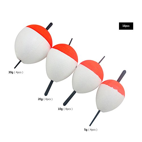 Dingbear 16pcs (30g, 20g, 10g, 5g) Flotador de Vientre Blanco Flotador de Barriga Multiusos Pesca Flotador Bobber Flotadores de Espuma EVA Flotadores de Pesca Flotador Dingbear 16pcs (30g, 20g, 10g, 5g) Flotador de Vientre Blanco Flotador de Barriga Multiusos Pesca Flotador Bobber Flotadores de Espuma EVA Flotadores de Pesca Flotador