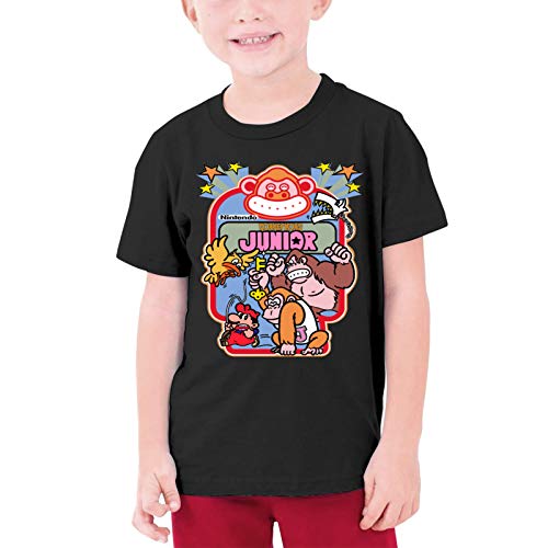 Donkey Kong Junior Arcade Gabinete Decal Retro Gaming T Shirt Niños Niñas Manga Corta Camiseta Básica Negro