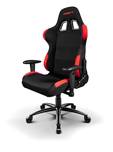 Drift DR100 Silla, Acrílico, Rojo, Profesional, Tela Alta Calidad, Ergonómica, Respaldo Reclinable, Altura Regulable, Reposabrazos Ajustables