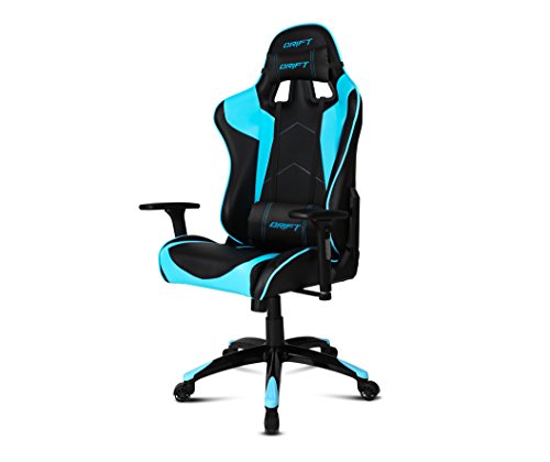 Drift DR300BL - Silla Gaming profesional, polipiel, reposabrazos 3D, piston clase 4, asiento basculante, altura regulable, respaldo reclinable, cojines lumbar y cervical, color negro/azul