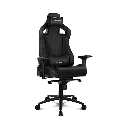 Drift DR500B - Silla Gaming Profesional, polipiel, reposabrazos ajustable 4D, piston clase 4, sistema balanceo, altura regulable, respaldo reclinable, cojines lumbar y cervical, color negro