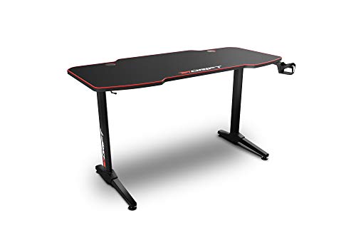 Drift Gaming -DRDZ200- Mesa Gaming con tablero de fibra de carbono cubierto por un alfombrilla full size, soporte para tazas y auriculares, patas regulables, color negro Drift Gaming -DRDZ200- Mesa Gaming con tablero de fibra de carbono cubierto por un alfombrilla full size, soporte para tazas y auriculares, patas regulables, color negro