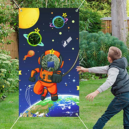 Dsaren Sistema Solar Juegos de Lanzamiento Juguete Astronauta Espacio Exterior Juegos con 4 Bolsitas de Frijoles de Nylon para Niños Adultos Materiales de Fiesta de Cumpleaños Espacial (astronauta)