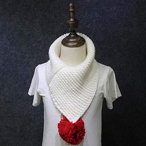 eaz Bufanda de moda para niños de invierno para cuello de lana bufanda para niños cuello de punto con bola bufandas de niños pañuelo de ropa accesorios 2018 niños bufanda de invierno (color: blanco)