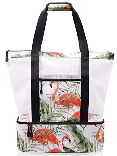 ECOTISH Bolsa portátil más fresca con aislamiento térmico Bolsas de malla de la playa de la comida campestre Picnic 2 in 1 para Playa Natación Camping Gimnasio Vacaciones Familiares