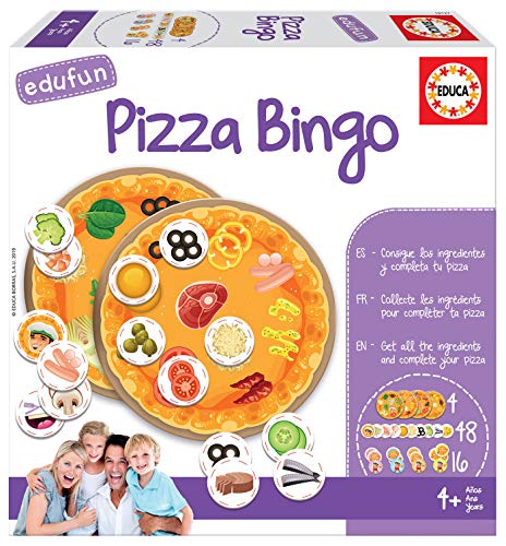 Educa- Pizza Bingo Juego de Cartas para Niños, Multicolor (18127)